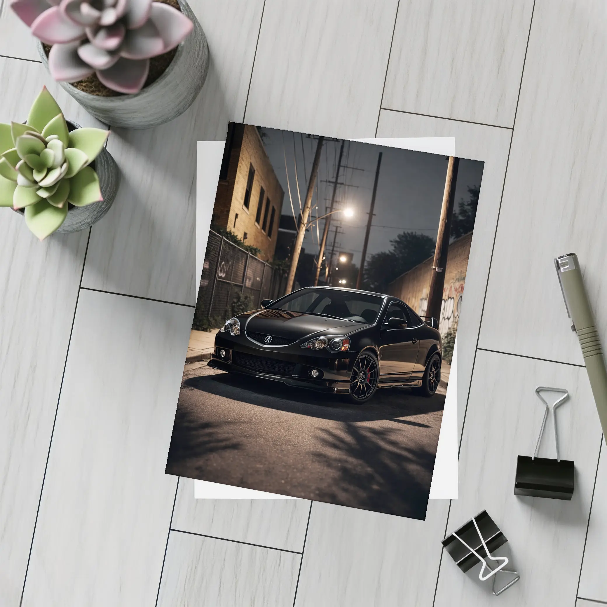 Acura RSX Black Night Urban Alley Shot – Postcards