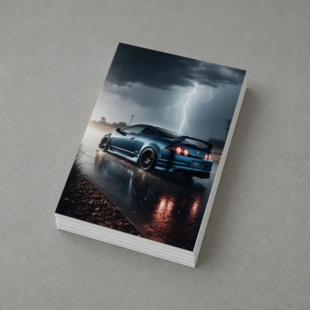 Acura RSX Blue Coupe Thunderstorm Rain – Postcards