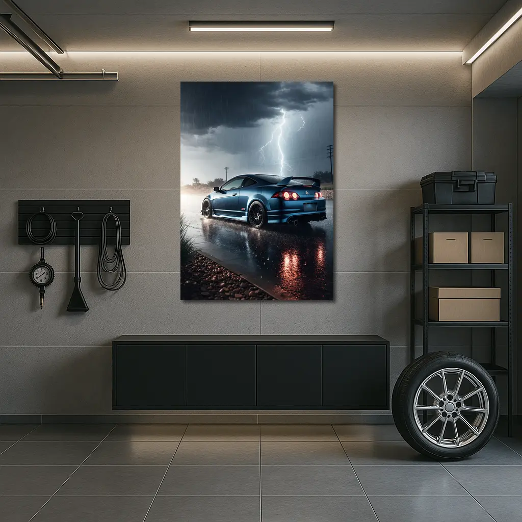 Acura RSX Blue Coupe Thunderstorm Rain – Wall Art