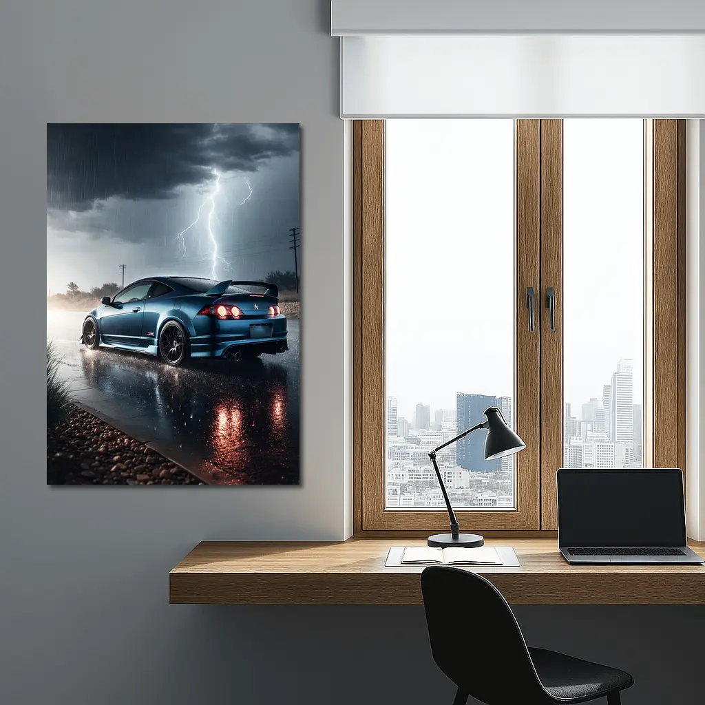 Acura RSX Blue Coupe Thunderstorm Rain – Wall Art