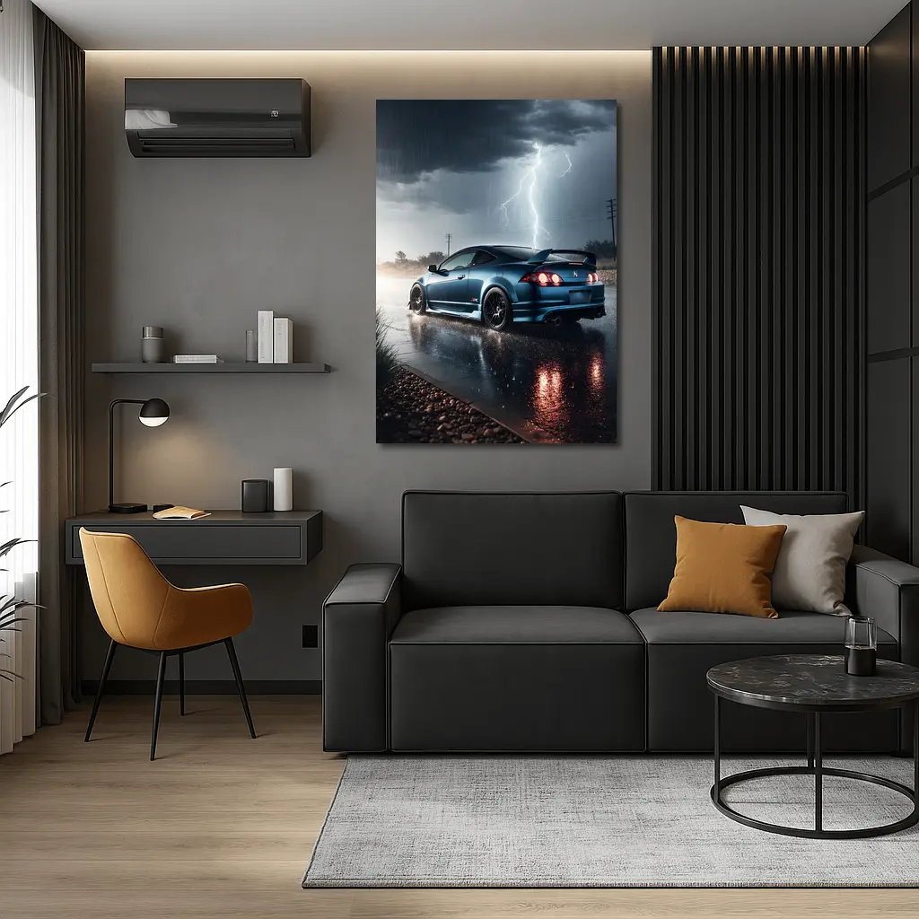 Acura RSX Blue Coupe Thunderstorm Rain – Wall Art