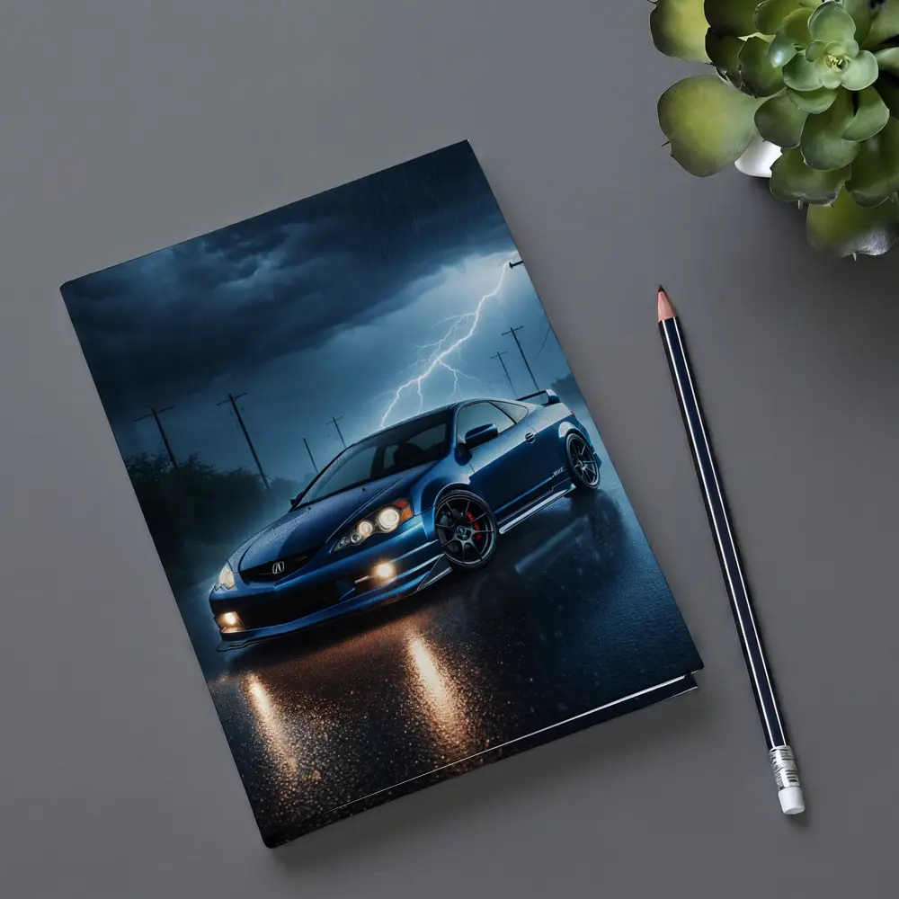Acura RSX Blue Sports Car Stormy Night – Notebooks