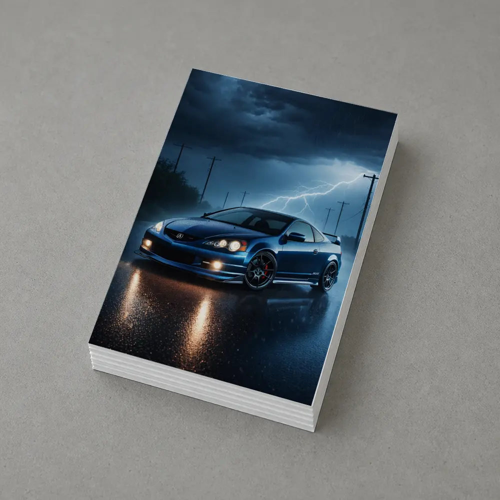 Acura RSX Blue Sports Car Stormy Night – Postcards