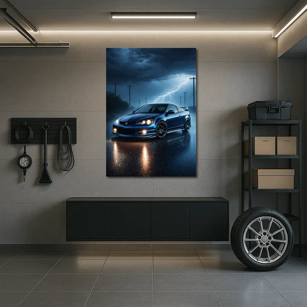 Acura RSX Blue Sports Car Stormy Night – Wall Art