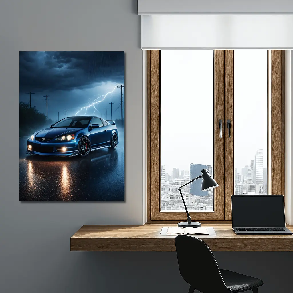 Acura RSX Blue Sports Car Stormy Night – Wall Art