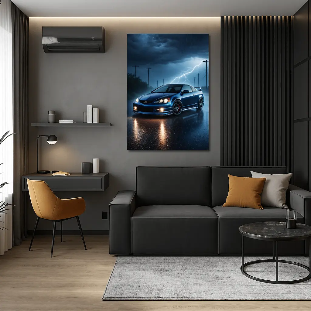 Acura RSX Blue Sports Car Stormy Night – Wall Art