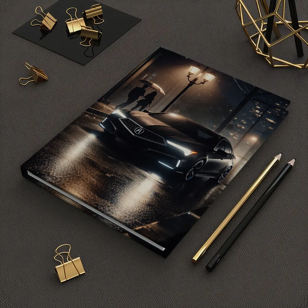 Acura TL Black Sedan Rainy Night Street – Notebooks