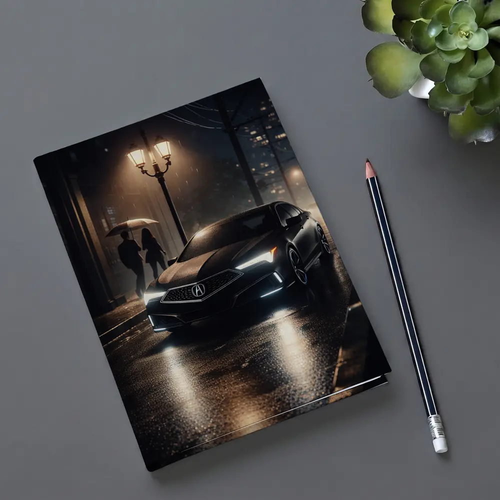 Acura TL Black Sedan Rainy Night Street – Notebooks