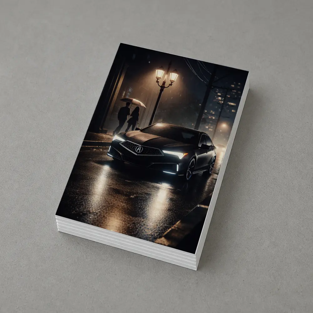 Acura TL Black Sedan Rainy Night Street – Postcards