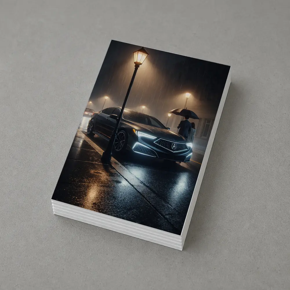 Acura TL Rainy Night Street Scene – Postcards