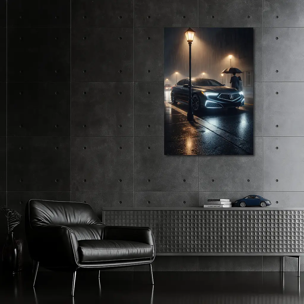 Acura TL Rainy Night Street Scene – Wall Art