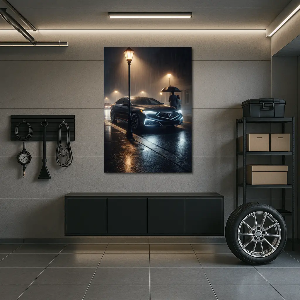 Acura TL Rainy Night Street Scene – Wall Art
