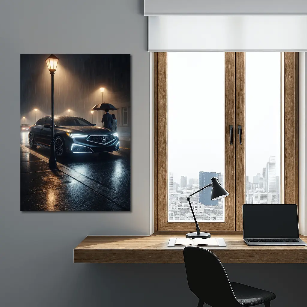 Acura TL Rainy Night Street Scene – Wall Art