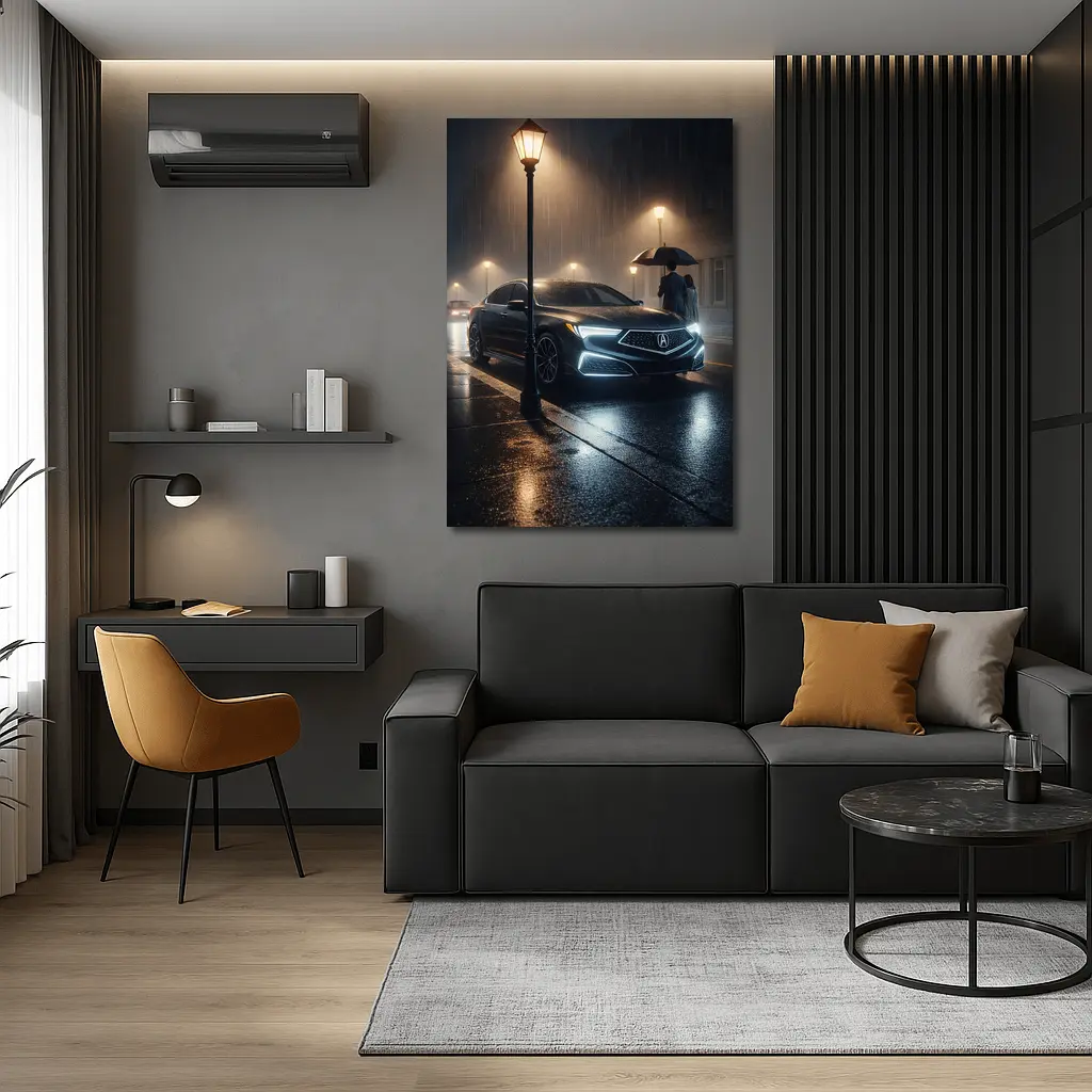 Acura TL Rainy Night Street Scene – Wall Art