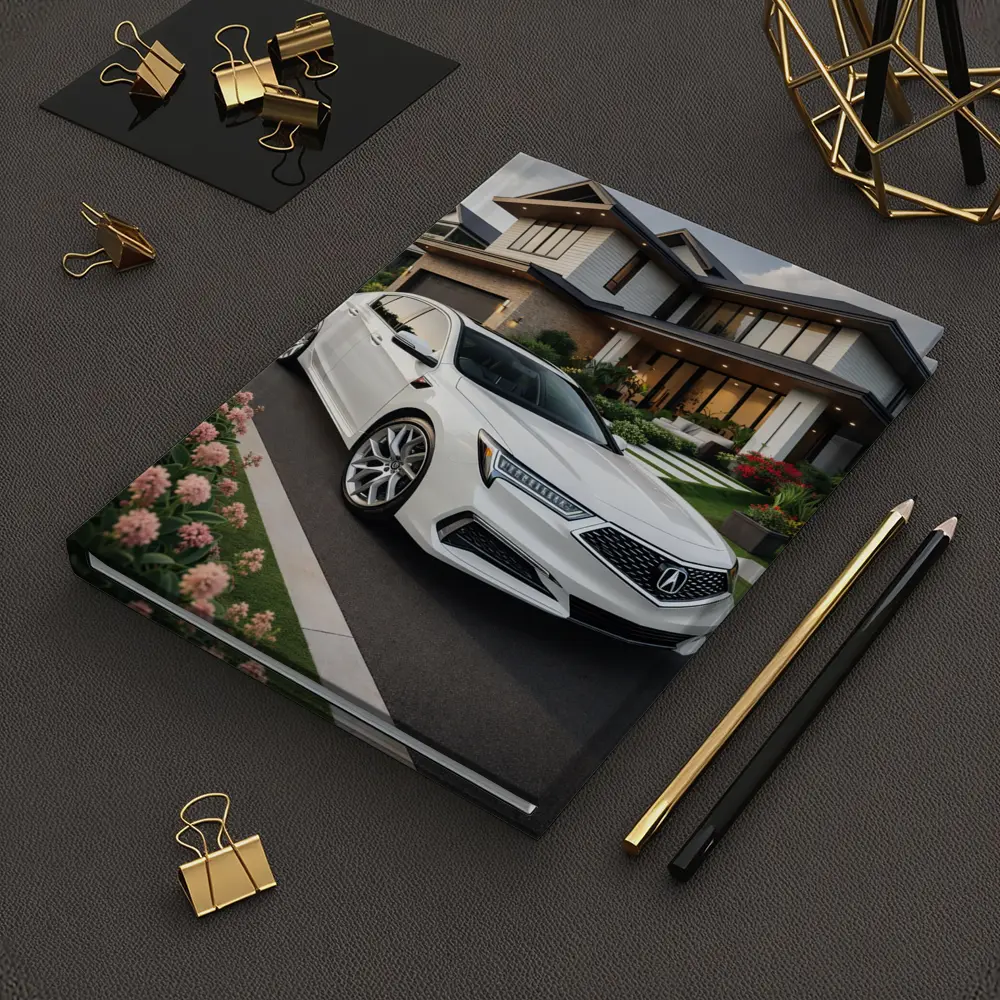 Acura TL White Sedan Modern House Driveway – Notebooks