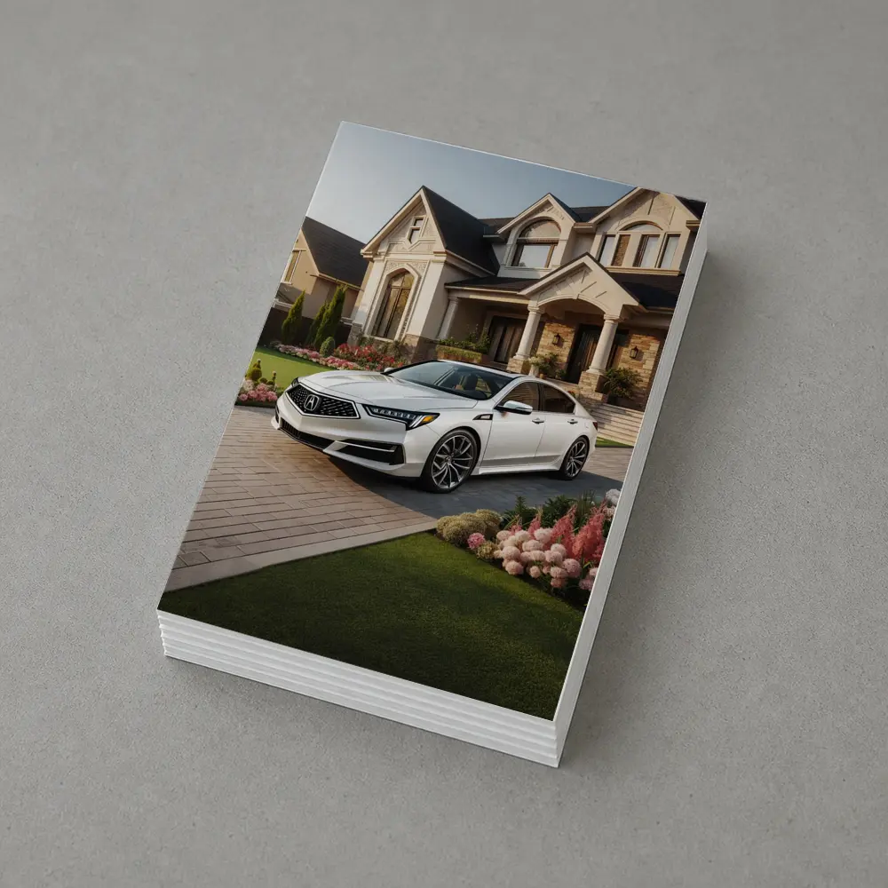 Acura TL White Sedan Luxury Home Driveway – Postcards