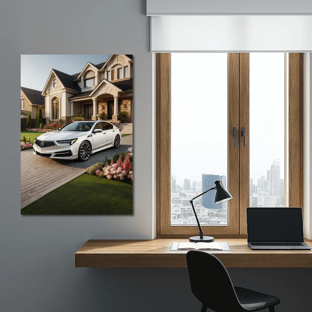 Acura TL White Sedan Luxury Home Driveway – Wall Art