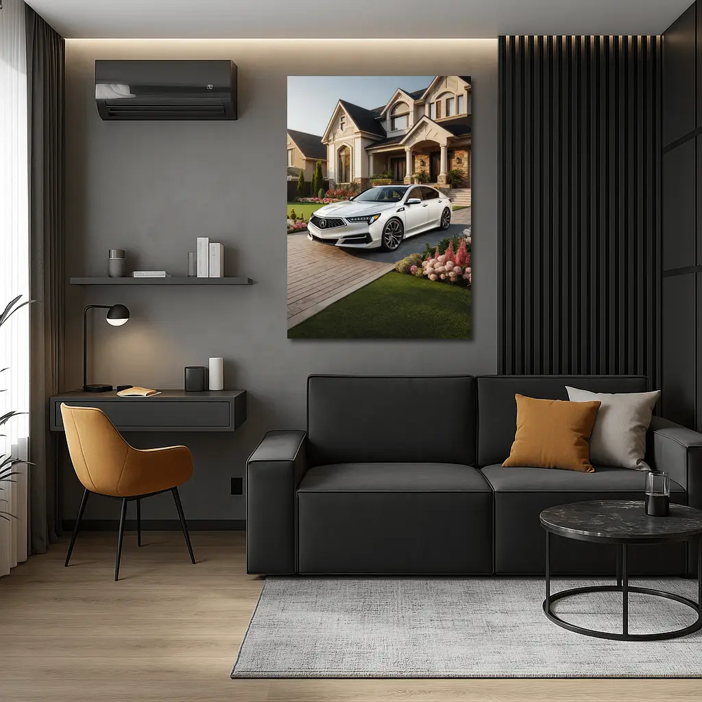 Acura TL White Sedan Luxury Home Driveway – Wall Art
