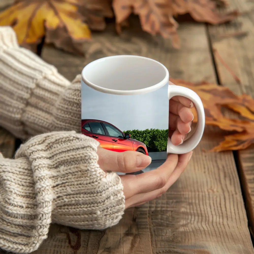 Acura TLX Red Sedan Overcast Sky Background – Mugs