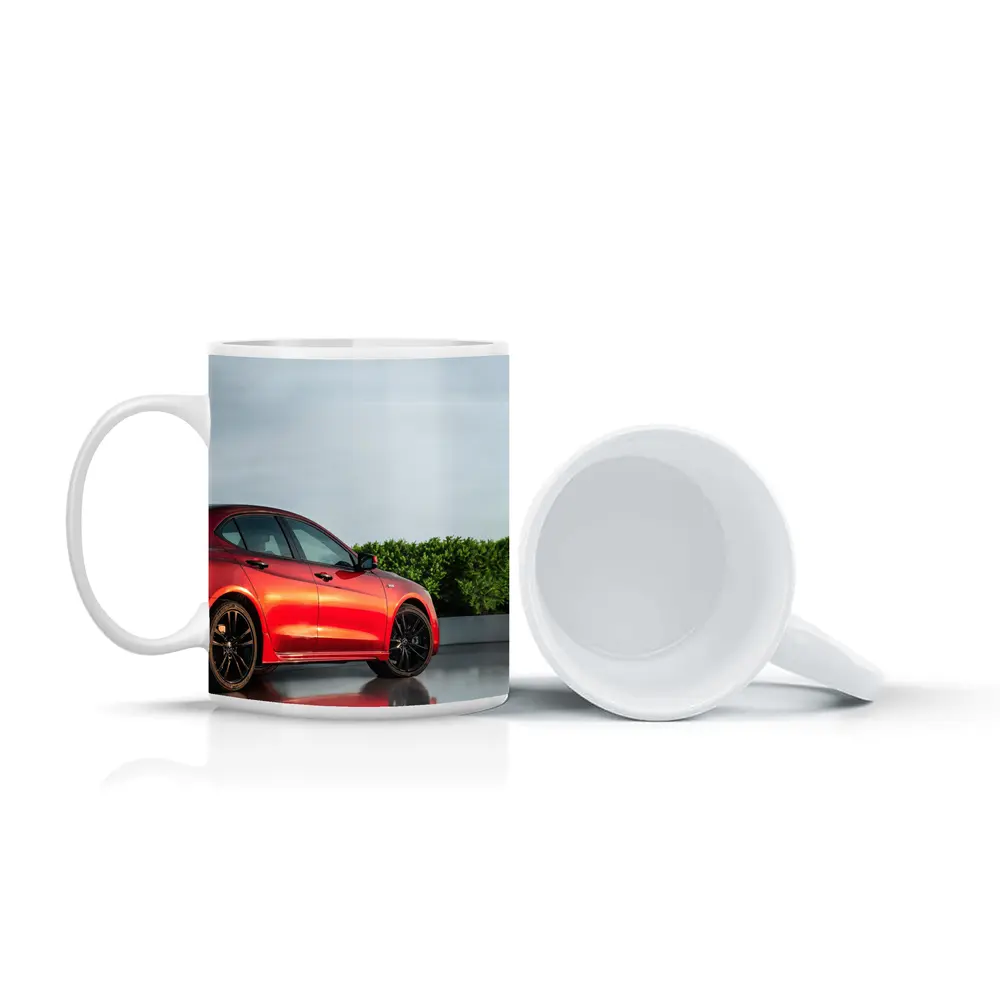 Acura TLX Red Sedan Overcast Sky Background – Mugs