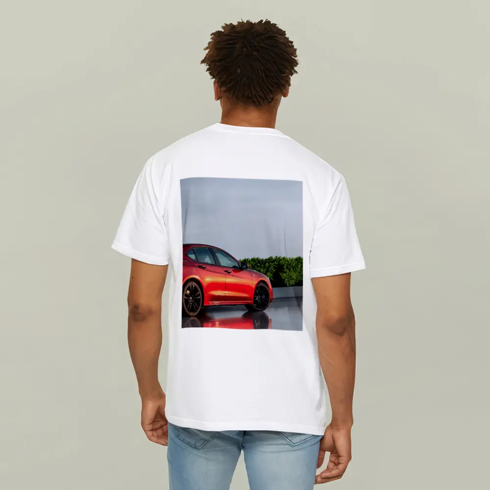 Acura TLX Red Sedan Overcast Sky Background – T-Shirts