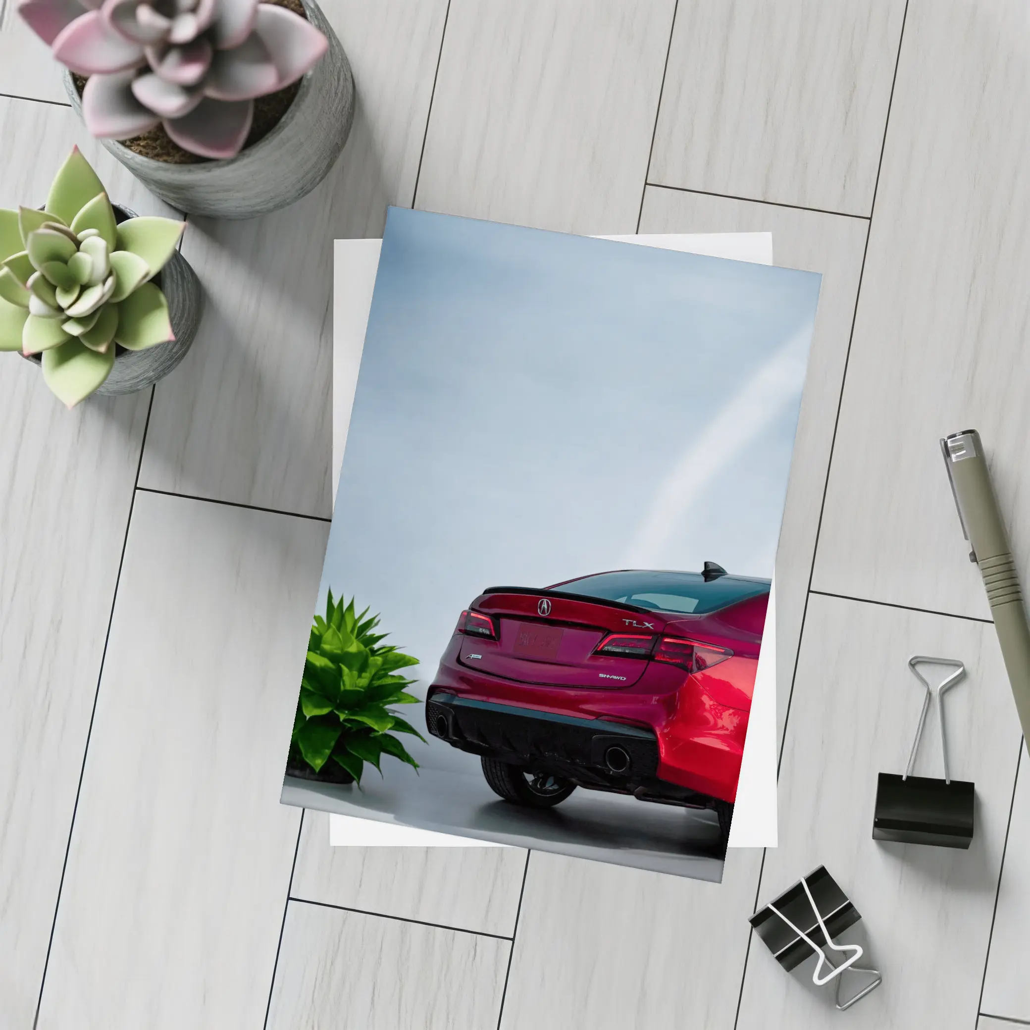 Acura TLX Red Sedan Studio Background – Postcards
