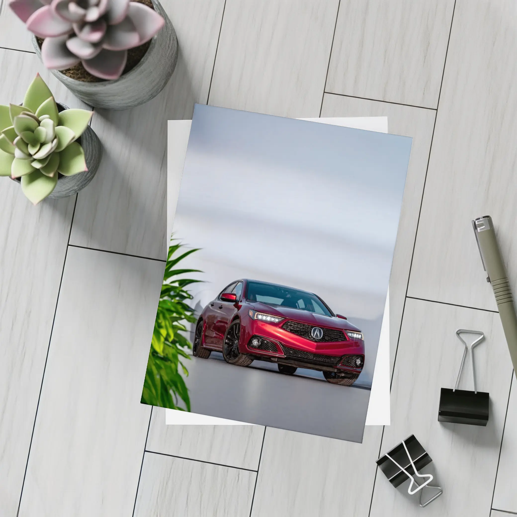 Acura TLX Red Sedan Studio Setting – Postcards