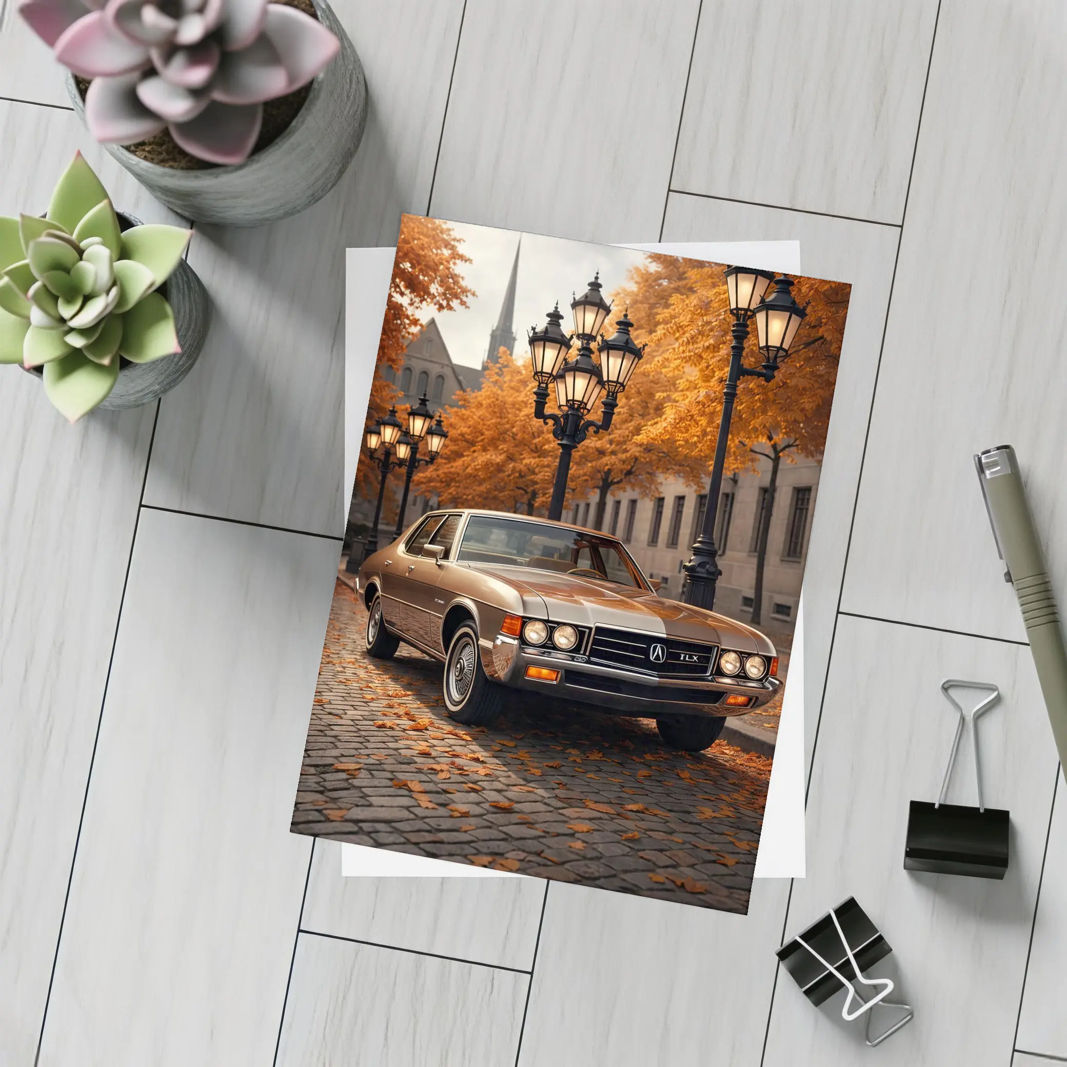 Acura TLX Classic Car Autumn Street Scene – Postcards