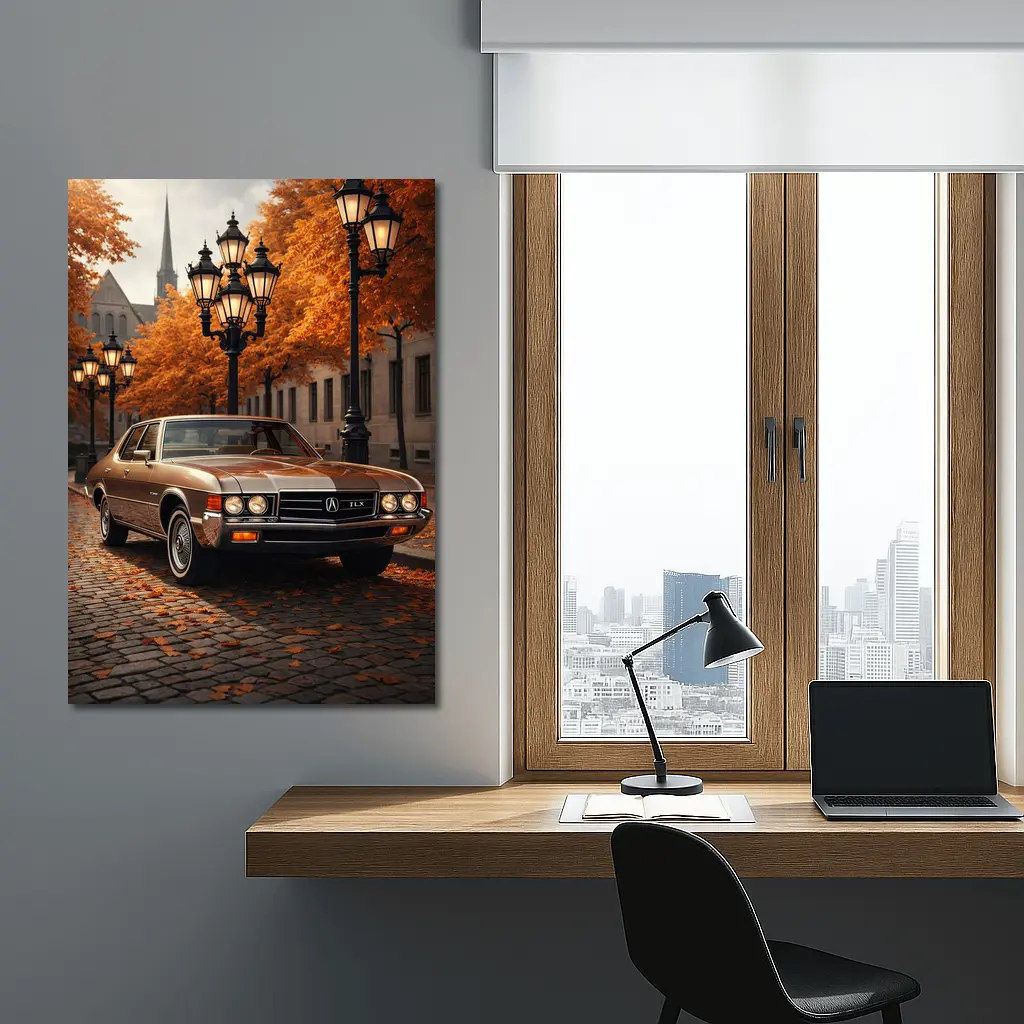 Acura TLX Classic Car Autumn Street Scene – Wall Art