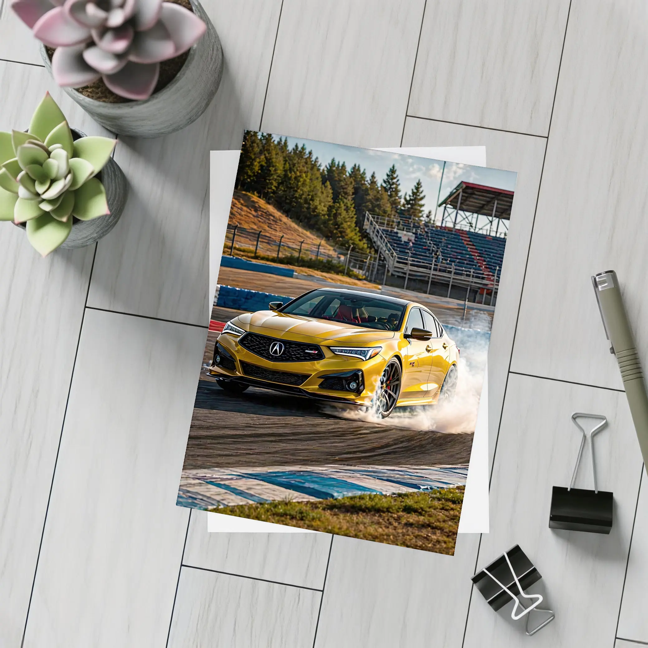 Acura TLX Type S Yellow Track Drift – Postcards