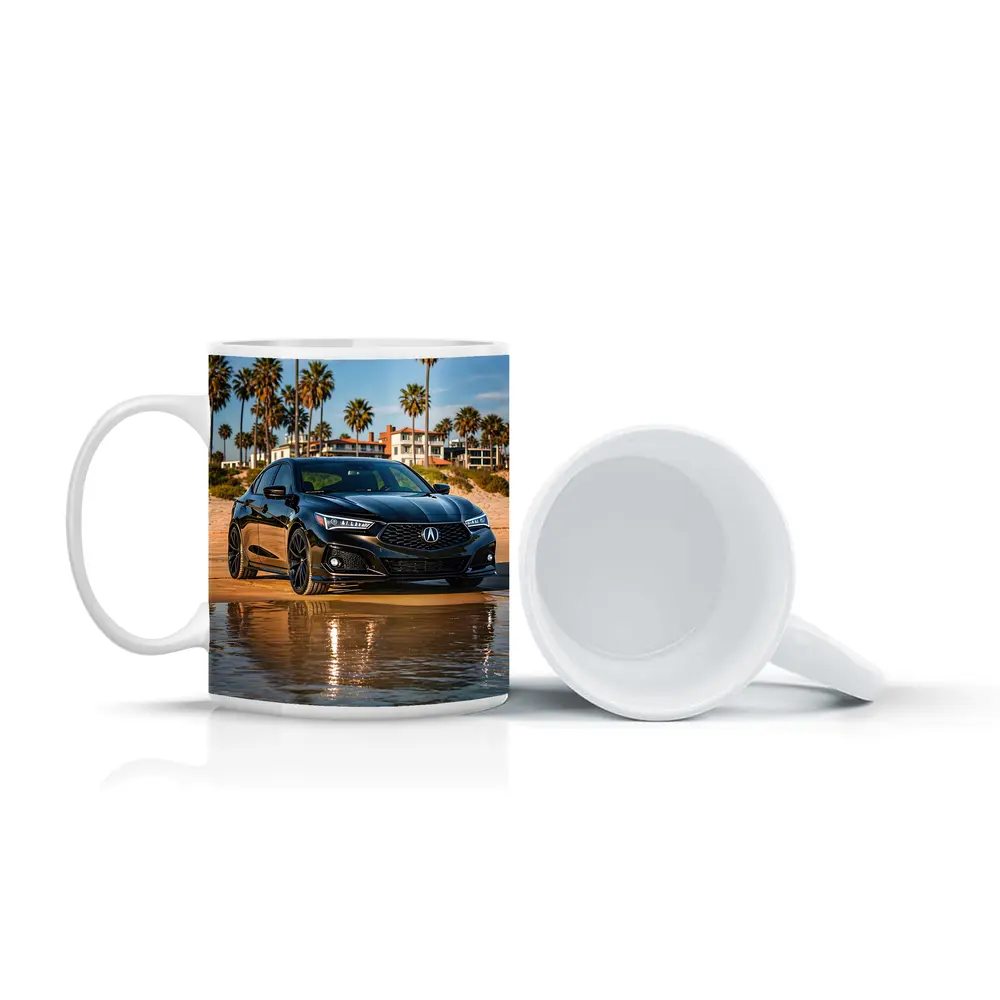 Acura TLX Black Sedan Beach Palm Trees – Mugs