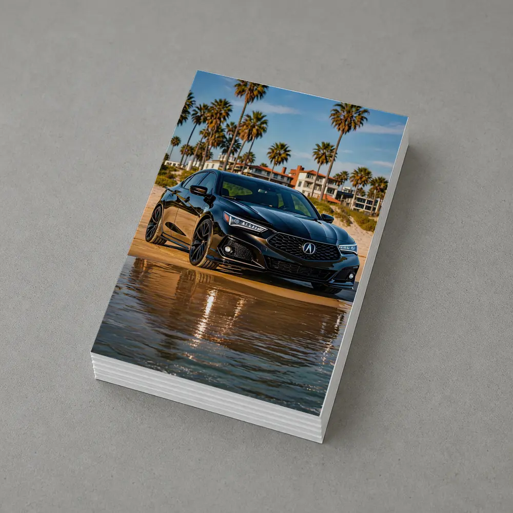 Acura TLX Black Sedan Beach Palm Trees – Postcards