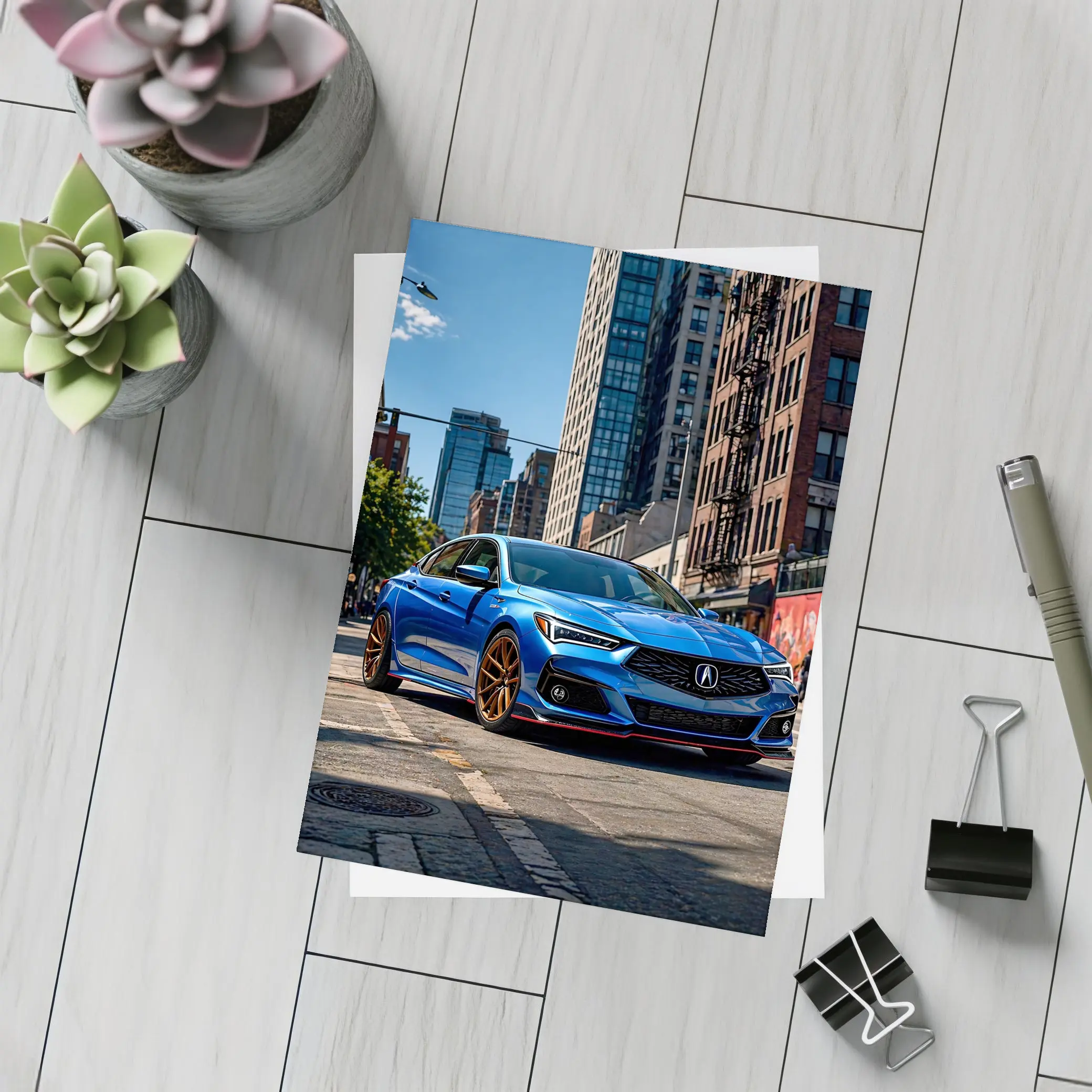 Acura TLX Blue Sport Sedan City Street – Postcards