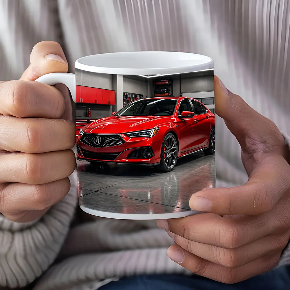 Acura TLX Red Sedan in Modern Garage – Mugs