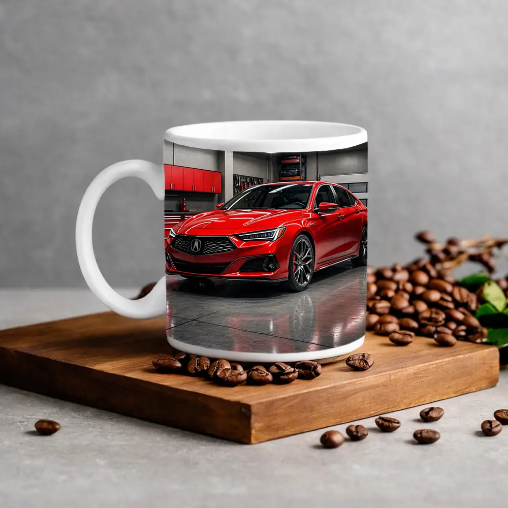 Acura TLX Red Sedan in Modern Garage – Mugs