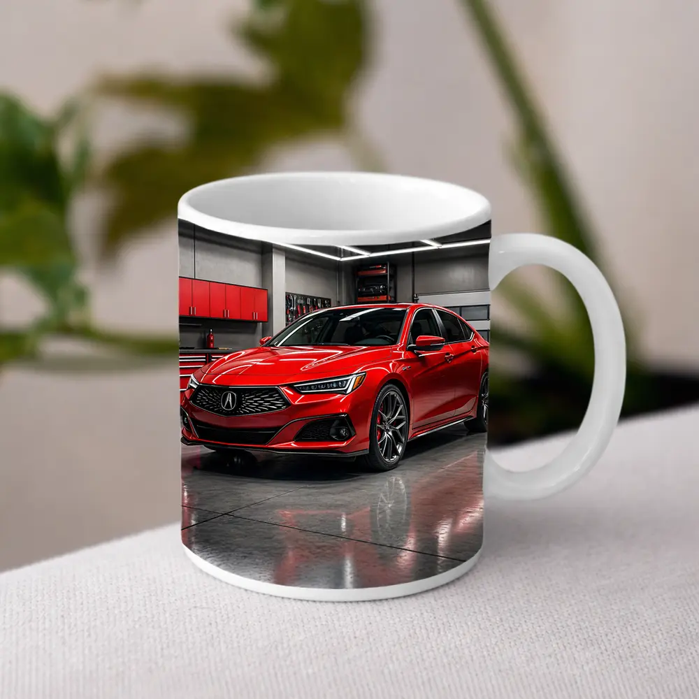 Acura TLX Red Sedan in Modern Garage – Mugs