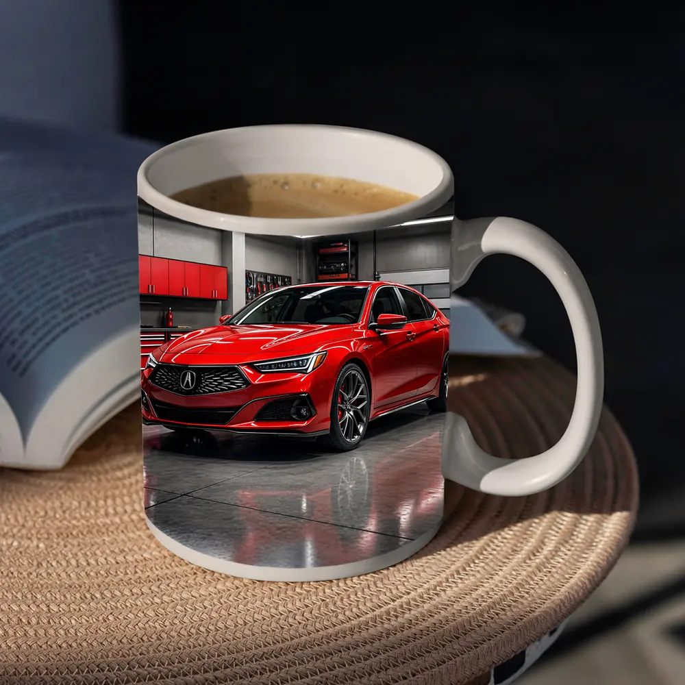 Acura TLX Red Sedan in Modern Garage – Mugs