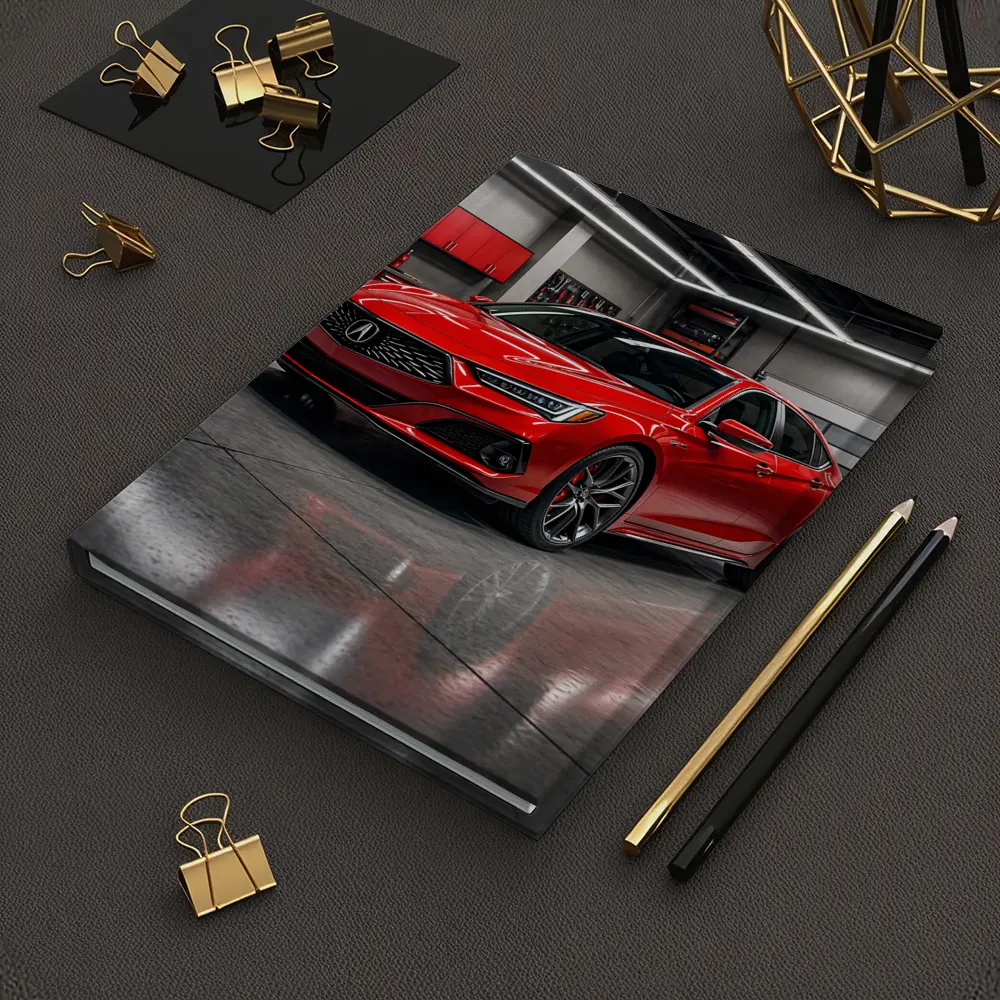 Acura TLX Red Sedan in Modern Garage – Notebooks