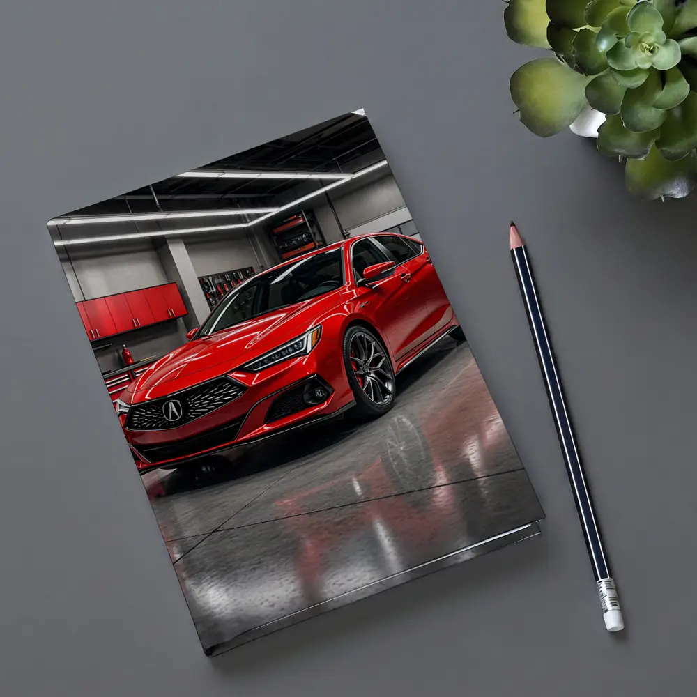 Acura TLX Red Sedan in Modern Garage – Notebooks