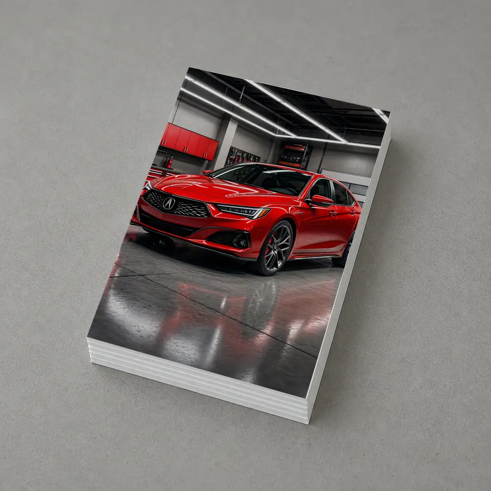 Acura TLX Red Sedan in Modern Garage – Postcards