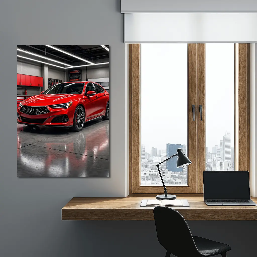 Acura TLX Red Sedan in Modern Garage – Wall Art