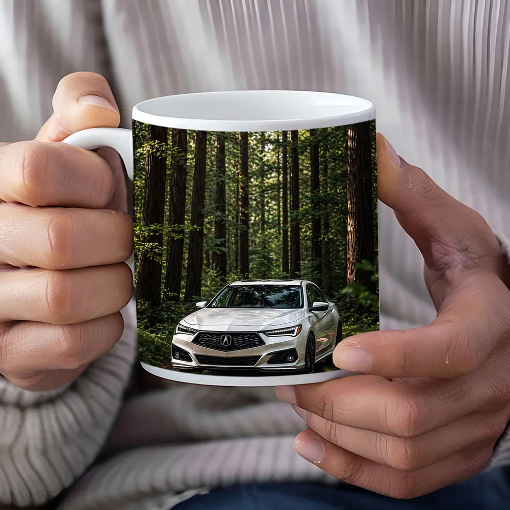 Acura TLX White Sedan Forest Setting – Mugs