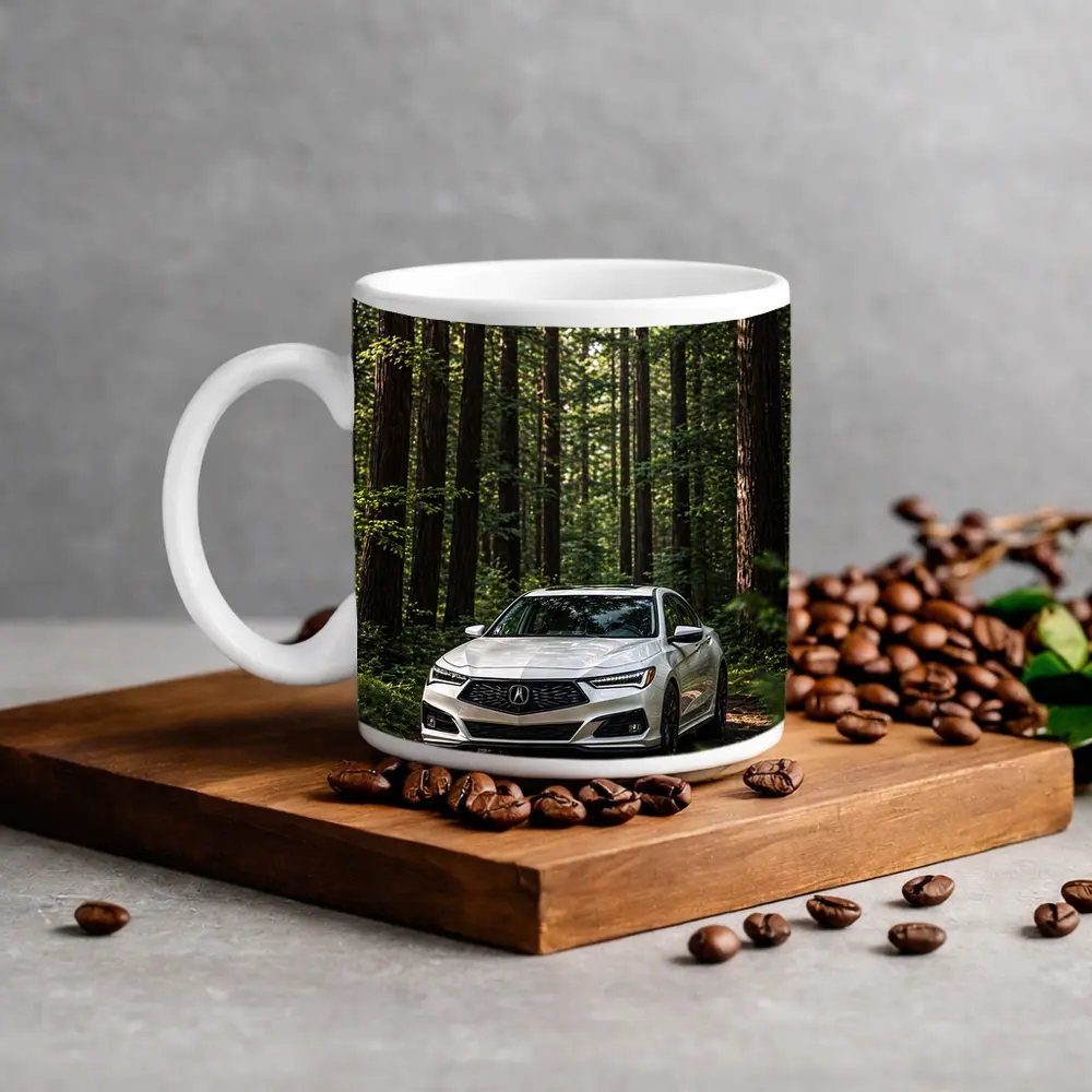 Acura TLX White Sedan Forest Setting – Mugs
