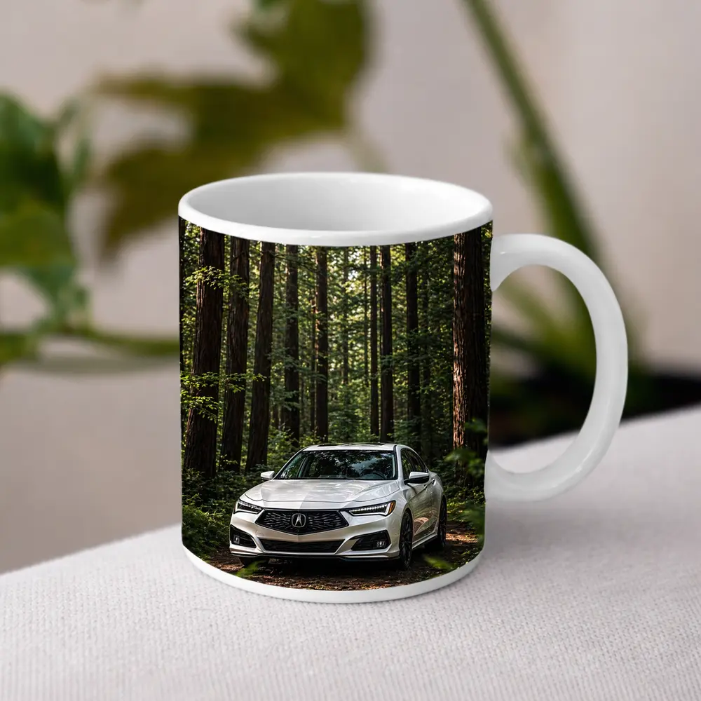 Acura TLX White Sedan Forest Setting – Mugs