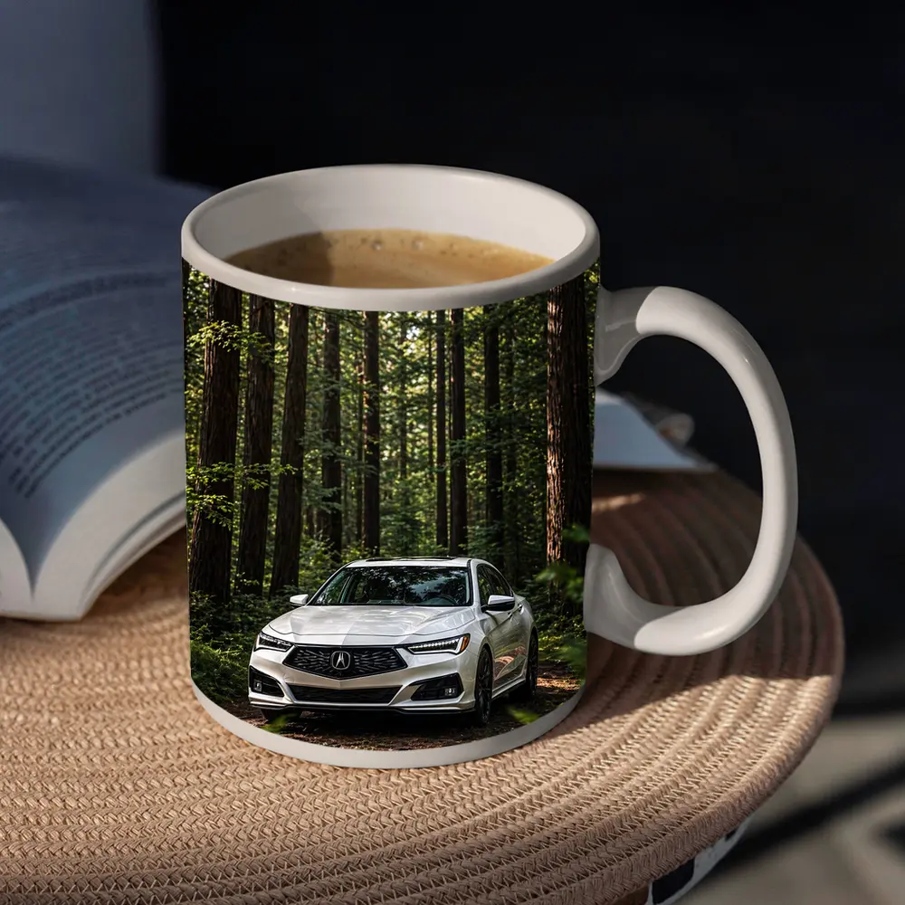 Acura TLX White Sedan Forest Setting – Mugs