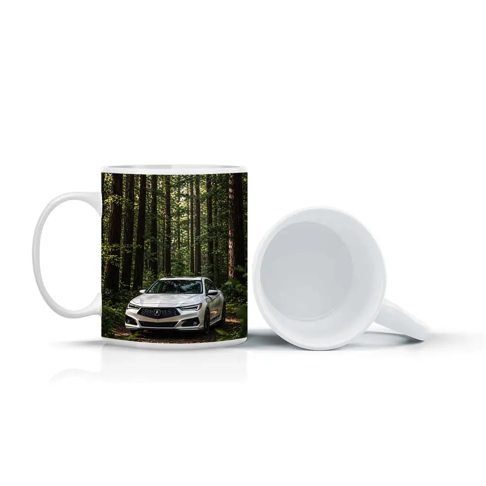 Acura TLX White Sedan Forest Setting – Mugs
