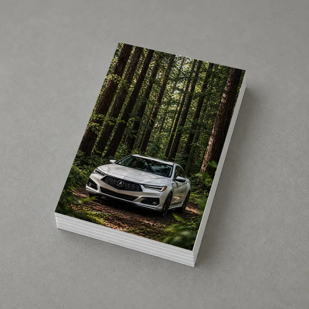 Acura TLX White Sedan Forest Setting – Postcards