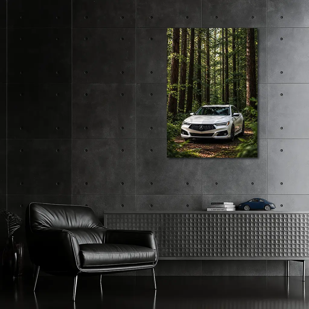 Acura TLX White Sedan Forest Setting – Wall Art