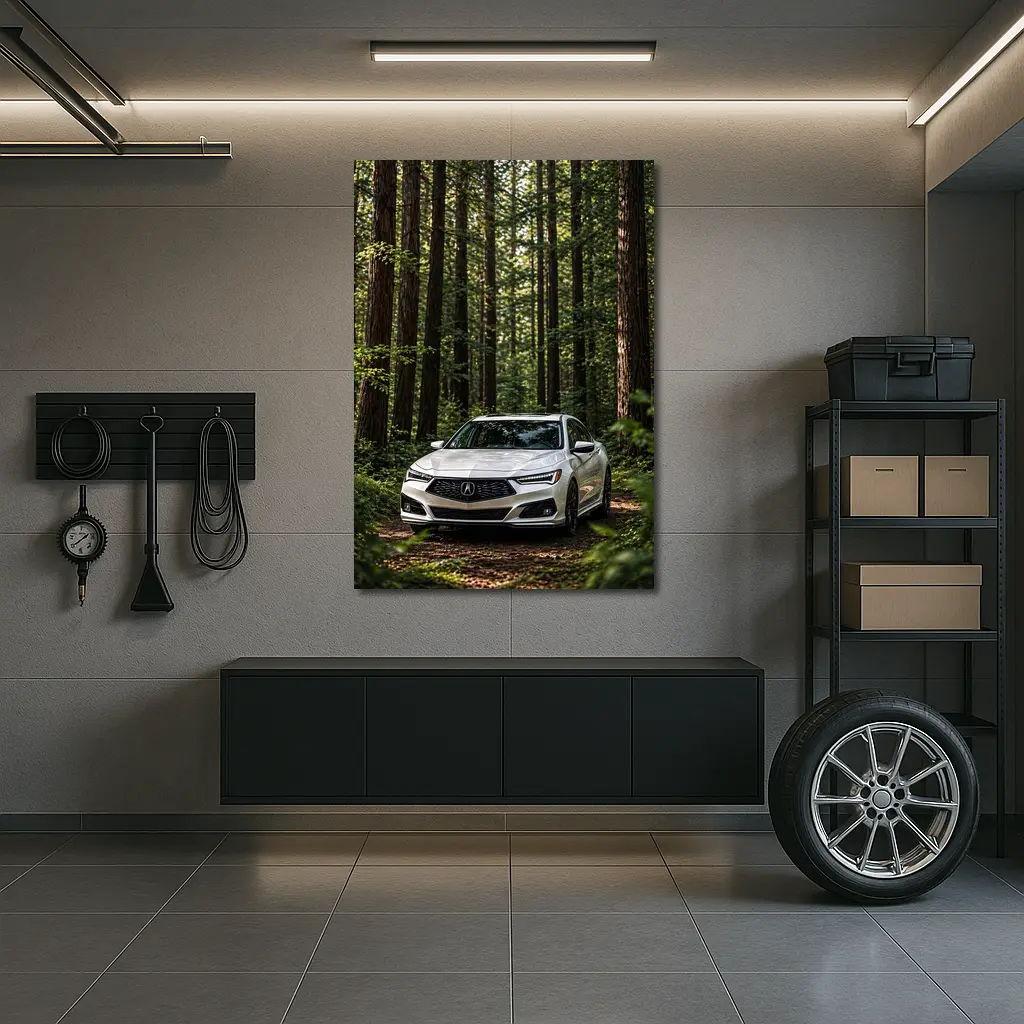 Acura TLX White Sedan Forest Setting – Wall Art