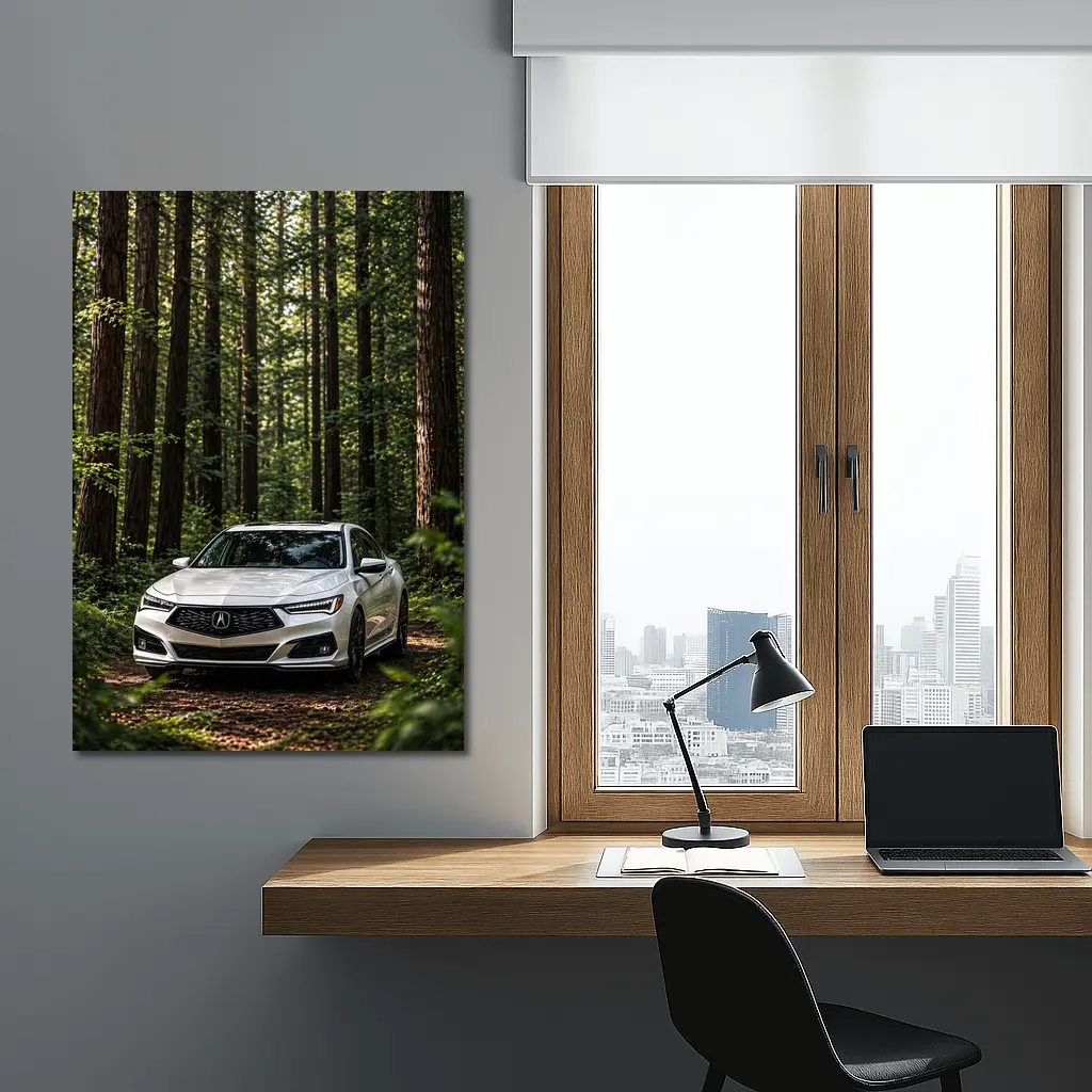 Acura TLX White Sedan Forest Setting – Wall Art